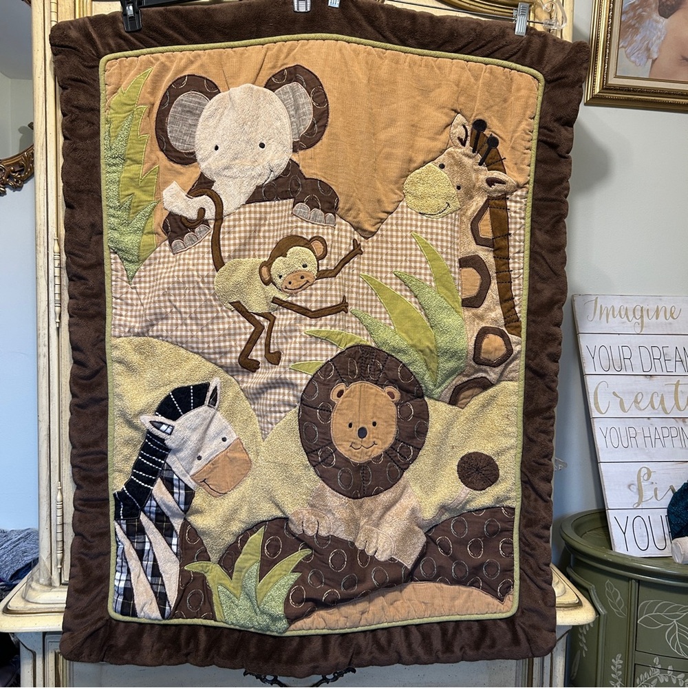 Lambs & Ivy Jungle Safari Zoo Animals Baby Nursery Blanket 34” x 40”